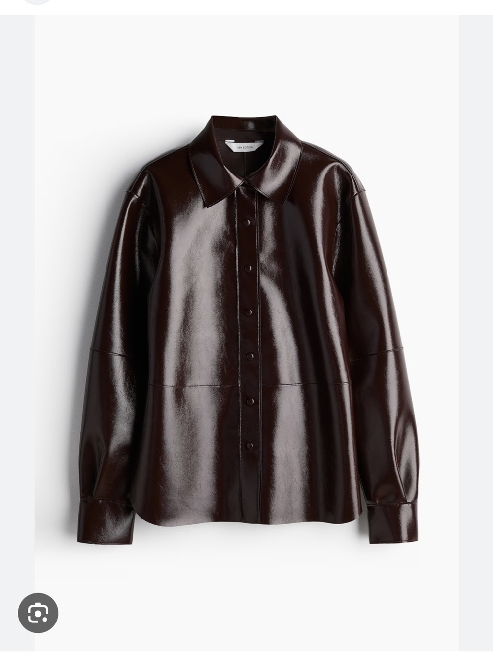 H&M Burgundy Button-Up Faux-Leather Shirt